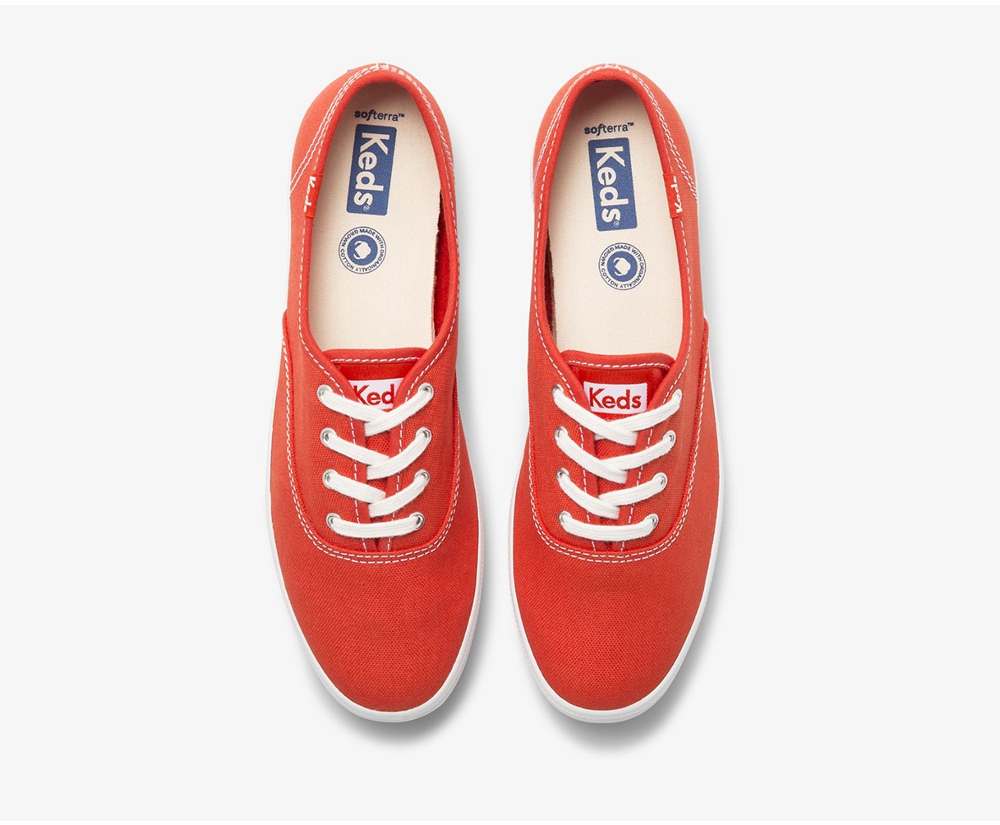 Keds Sneaker Damen Rot - Champion Organic Cotton Segeltuch - SGQ-637815